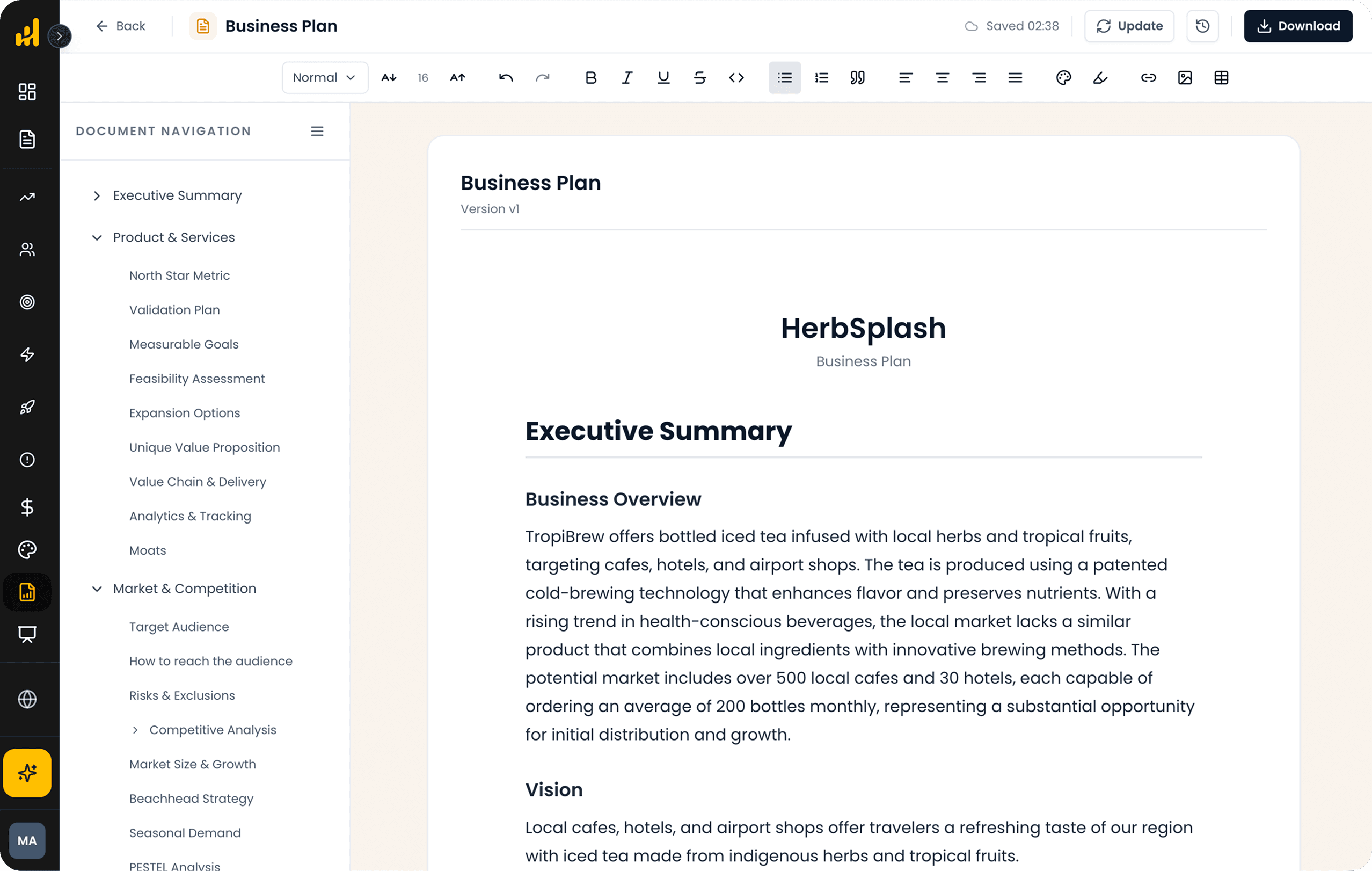 Generate the Business Plan